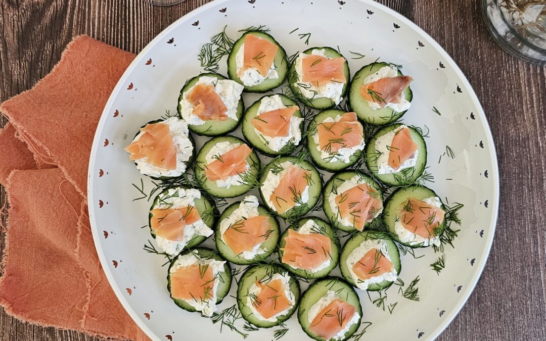 Bouchées de concombre au Boursin et saumon fumé